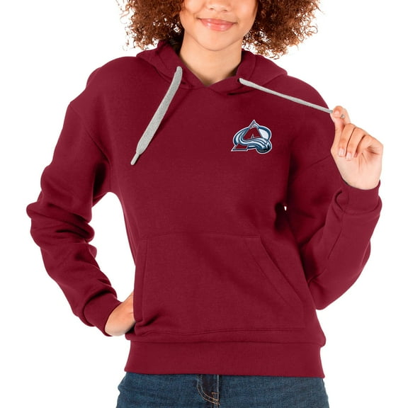 Women's Antigua Maroon Colorado Avalanche Primary Logo Victory Pullover Hoodie