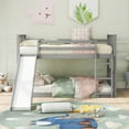thumbnail image 3 of Gray Twin Over Twin Bunk Bed with Slide and Ladder, 3 of 8