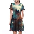 thumbnail image 1 of Balery Cute Flower Chihuahua Puppy Vestidos sueltos de manga corta para mujer, vestidos de verano 2025, vestidos casuales de corte A con vuelo., 1 of 6
