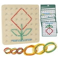 thumbnail image 1 of Wooden Geoboard Graphical Educational Mathematics Material with Rubber Tie and Cards Create Pattern Shape for Boys Girls Aged 3 Preschool Kids Mathematical Manipulative Material Array Blo, 1 of 1