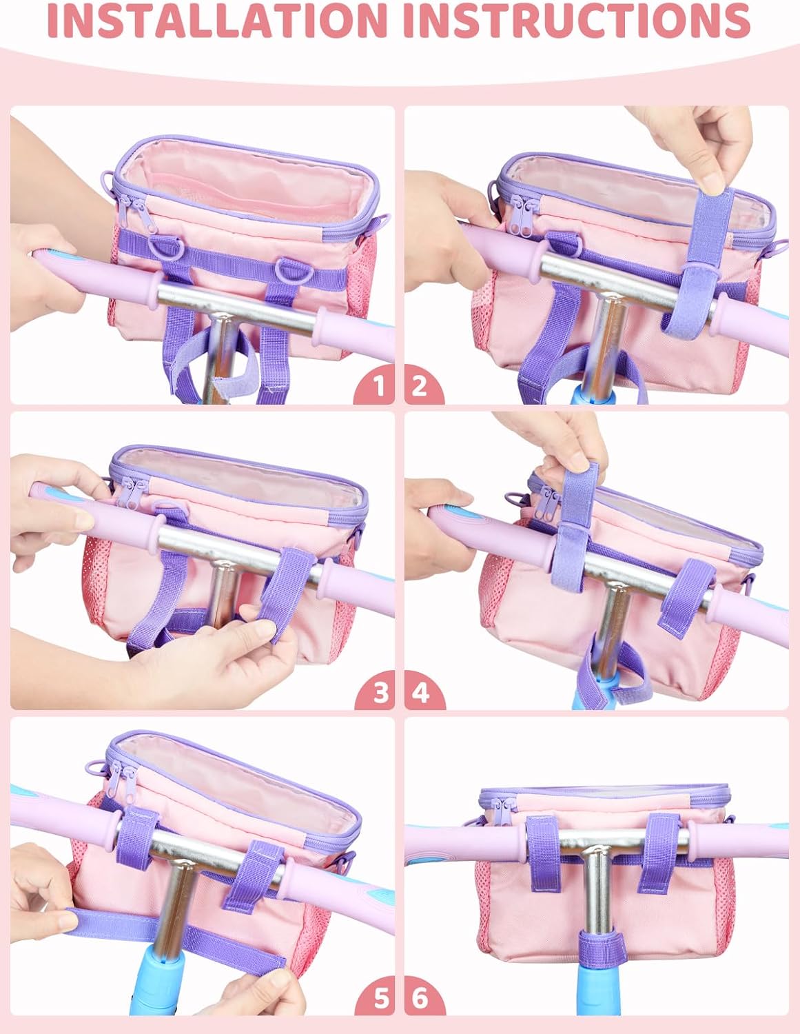 Bike Basket with Shoulder Strap, Waterproof Handlebar Bag, Front Basket for Most Bicycles