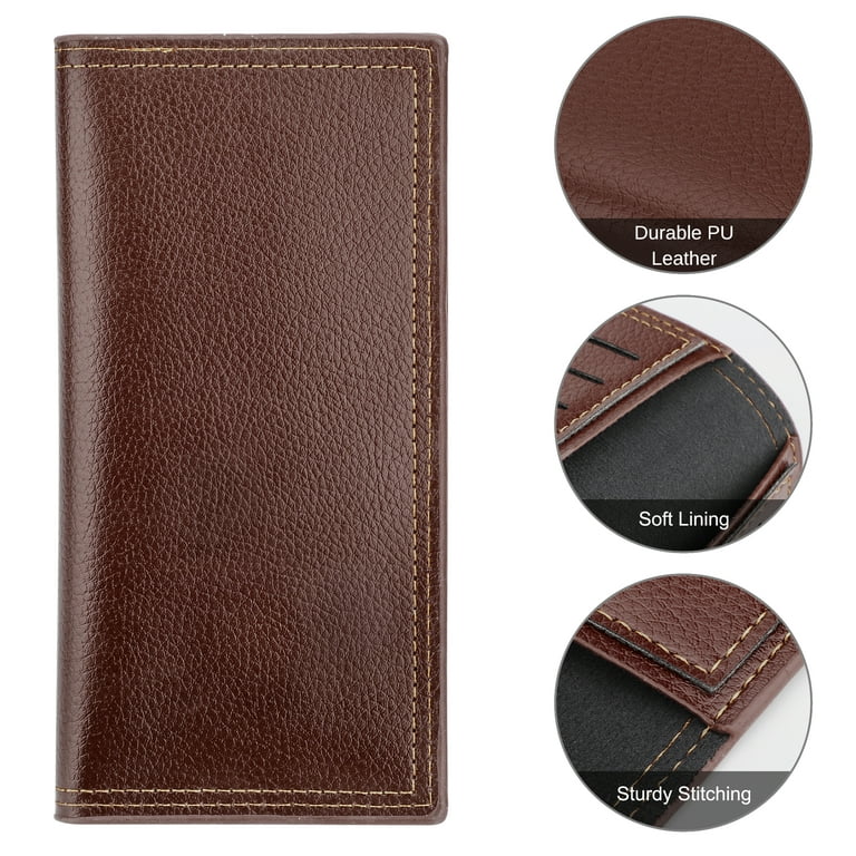 Tsv Men s Long Wallet Slim Bifold PU Leather Wallet RFID Blocking Credit Card Holder Coffee Adult Unisex Size 3.6 x 7 x 0.5 Brown