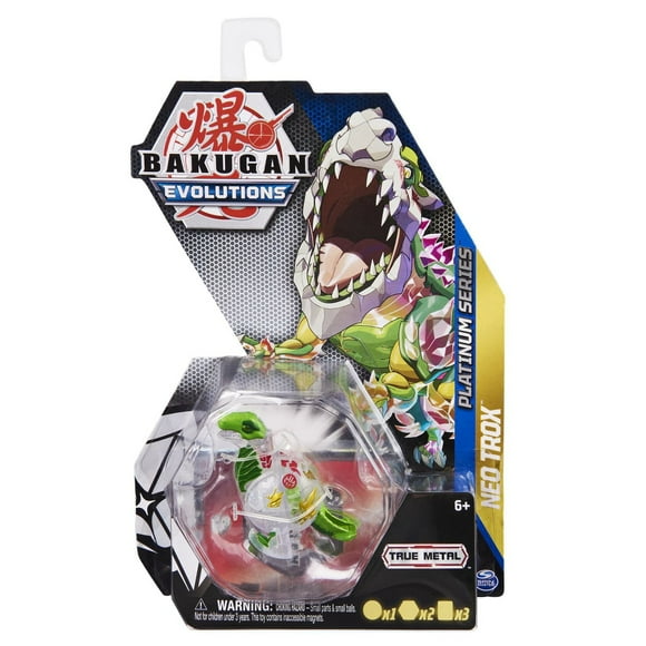 Bakugan Evolutions, Neo Trox, Platinum Series True Metal Bakugan, 2 BakuCores and Character Card, Kids Toys for Boys, Ages 6 and Up