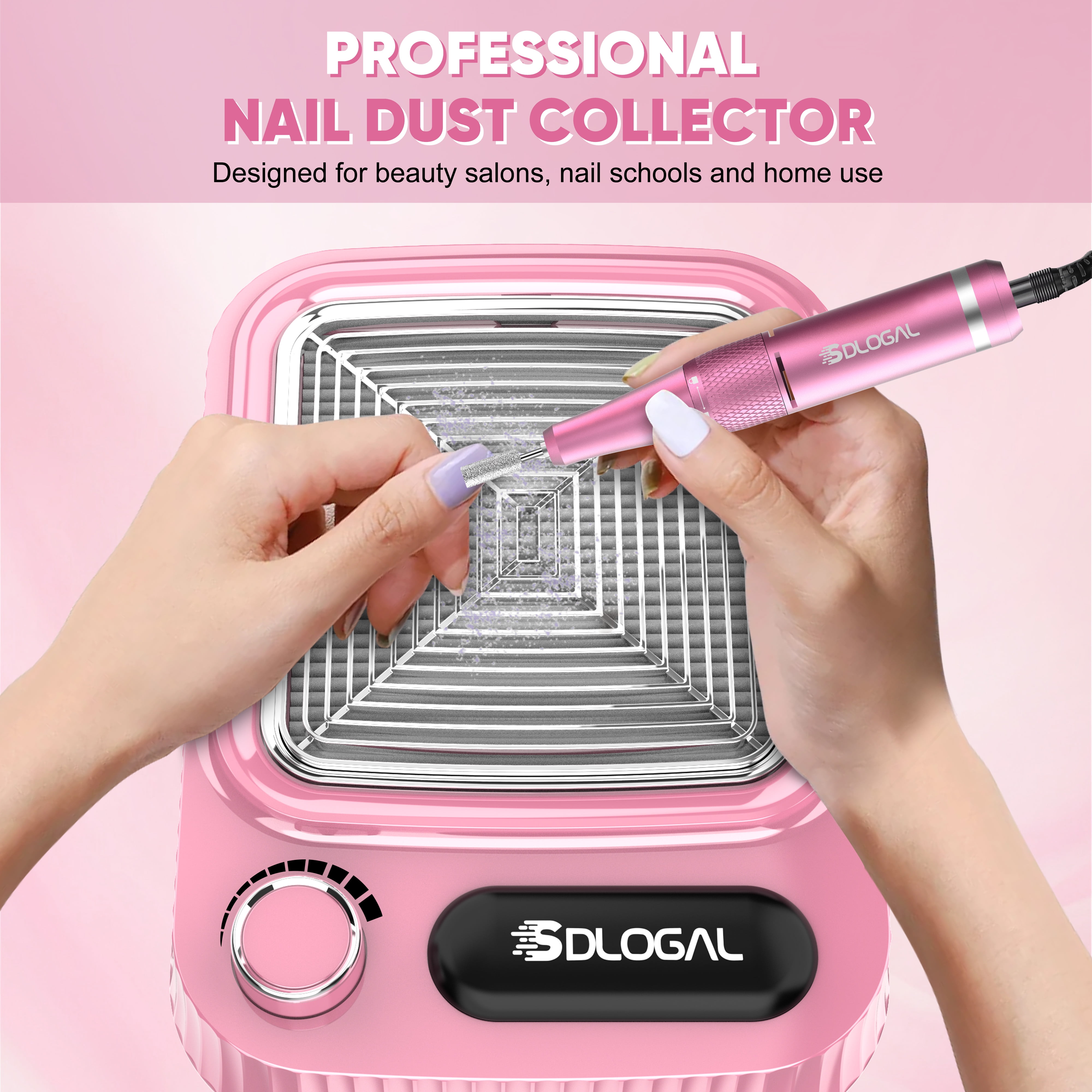 Sdlogal 3-in-1 Electric Nail Drill Polisher with Vacuum Cleaner, 45000 RPM, Polishing,Variable Speed