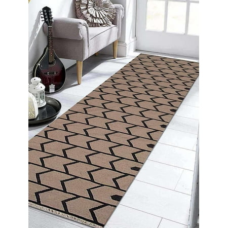 13' Wool - Rugsotic Carpets Hand Weave Kelim Woolen 8' x 10' Contemporary Area Rug Cream Charcoal D00109-Color:Cream Charcoal,Material:Kilim,Shape:Runner,Size:3' x 13'