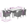 thumbnail image 4 of vidaXL 7 Piece Garden Dining Set with Cushions Black Poly Rattan, 4 of 5