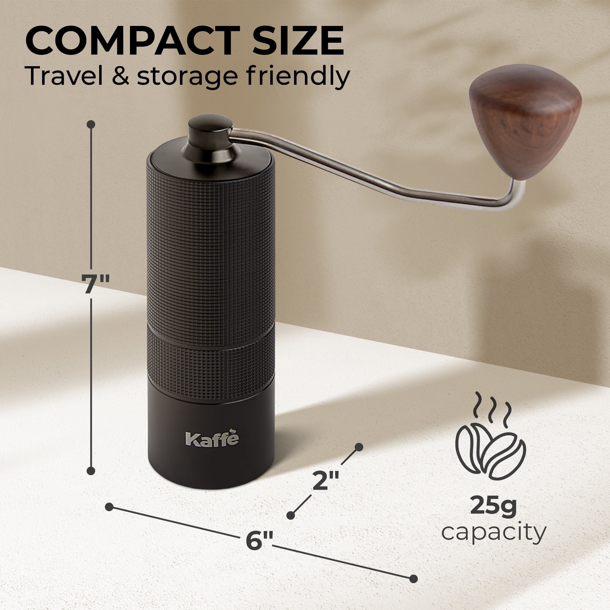 Kaffe - Handheld Manual Coffee Grinder - Black