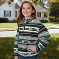 thumbnail image 3 of Uorisanigo Girls Oversized Sweatshirts Long Sleeve Lapel Zipper Sweatshirt Lightweight Ethnic Geometric Aztec Tribal Athletic Tops Fall Fashion Outfits Clothes Kids Hoodies Size 9-10, 3 of 7