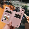 thumbnail image 4 of iPhone 12 Case ,Card Slots Leather Wrist Strap Phone Cover for iPhone 12, 4 of 5