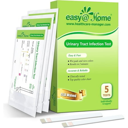 Easy@Home UTI Test Strips: Highly Accurate Urinary Tract Test Kit for Women Men, Bladder Infection UTI Urine Testing, Quick Results, OTC Use (UTI - 5 Pack)