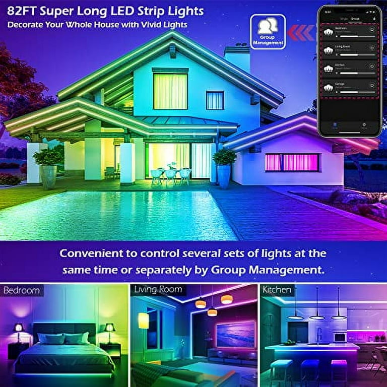 Led Strip Lights, 82ft/25m Long Smart Led Light Strips Music Sync ...