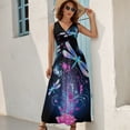 thumbnail image 5 of Neon Dragonfly with Golden Ornament And Rose with Shiny Smoke And Stars Dress Fashion Boho Beach Long Dresses Female Party Printed Maxi Dress, 5 of 9