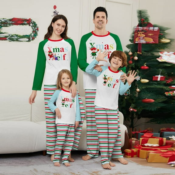 Onlypjs Family Matching Christmas Pajamas – Xmas Elf Striped Holiday Sleepwear Sets for Women, Men