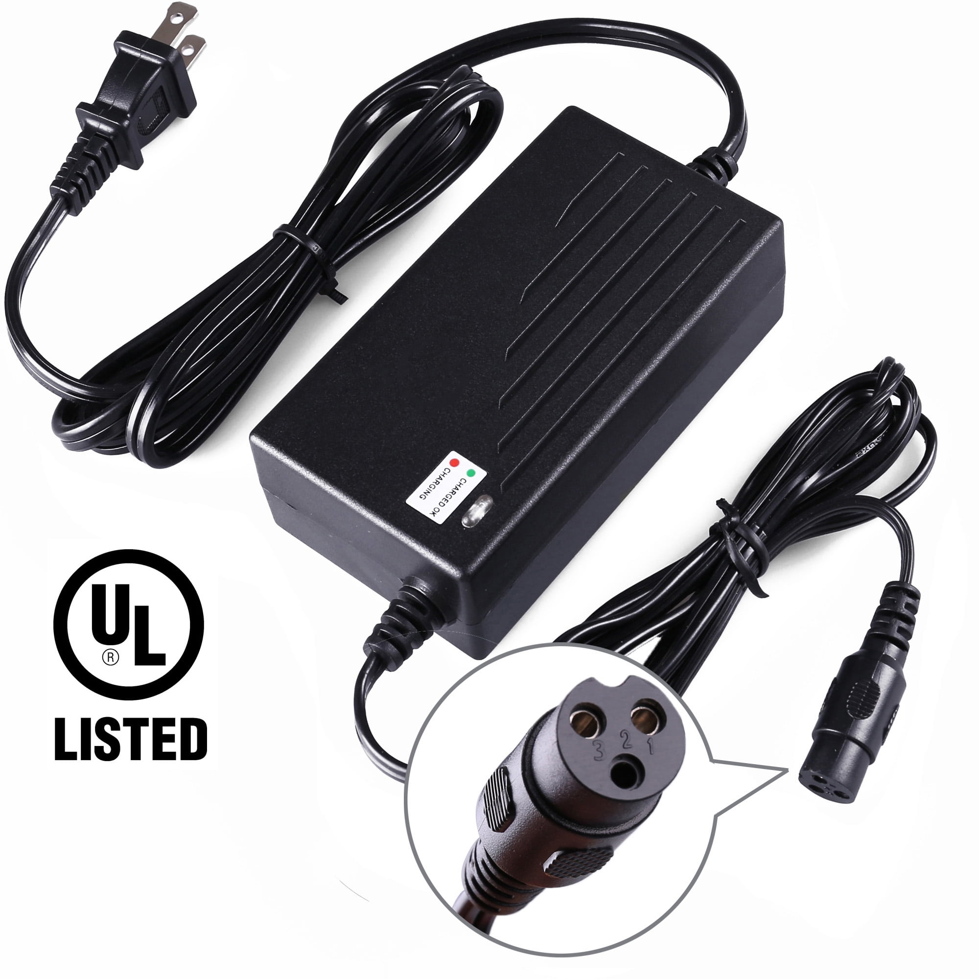 LotFancy 36V 1.5A Scooter Battery Charger for Razor Mini Pocket TRX, Boreem Jia 601S 602D, E