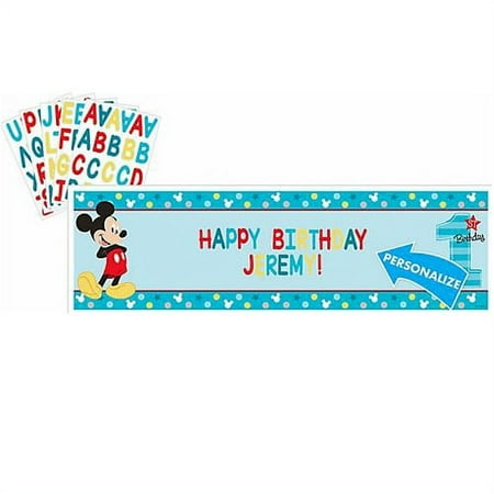 Various Happy Birthday Customizable Mickey Mouse Party Banners Multicolor