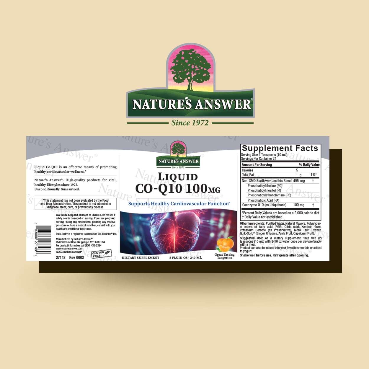Nature’s Answer Liquid CoQ10, Heart & Cellular Energy Support, Fast-Absorbing Tangerine Flavor, 8 fl oz