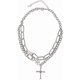 thumbnail image 1 of Exquisite Layered Adjustable Necklace For Women, 14K Gold-Plated Round Love Needle Chain Necklace Simple Cross Pendant Necklace, Silver Layered Neckla, 1 of 4