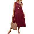 thumbnail image 2 of tasrioml Women's Sleeveless Long Dress Casual Crew Neck Maxi Dress Summer Beach Vacation Shift Sundress with Pockets, 2 of 8