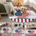 thumbnail image 6 of Independence Day Washable Round Area Rug 3.3 ft, U.S. Flag Themed Wooden Love Heart God Bless America, Soft Non Slip Rugs Stain Repellent Indoor Felt Carpet for Living Dining Room Bedroom Home Office, 6 of 9