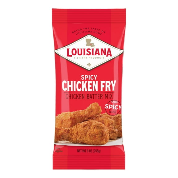 Spicy Chicken Fry Batter MZF22 Mix 9 oz. (Pack of 1) - Seasoned and Ready to Use - Extra Spicy - Extra Crunchy - Filled with Cajun Flavor - Easy to Make Recipe - By Louisiana Fish Fry