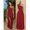 Red, variant on Womens Red One Shoulder Maxi Dress With Metal Buckle Detail And Mesh Hem