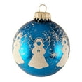 thumbnail image 2 of Glass Christmas Tree Ornaments - 67mm/2.63" [4 Pieces] Decorated Balls from Christmas by Krebs Seamless Hanging Holiday Decor (Blue with White Glitter Angel Band & Spritz), 2 of 4