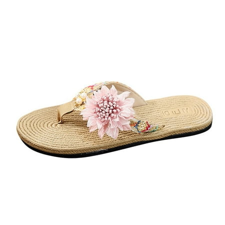 

Fashion Summer Women Sandals Flat Thick Bottom Open Toe Hook Loop Solid Color Casual