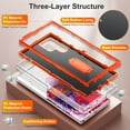 thumbnail image 3 of SaniMore for Samsung Galaxy S23 Ultra 6.8" 2023 Hybird Case, Rugged PC Back Shockproof TPU Shell Metal Hidden Kickstand Drop Resistant Anti-slip Heavy Duty Protective Case for Galaxy S23 Ultra, Orange, 3 of 9