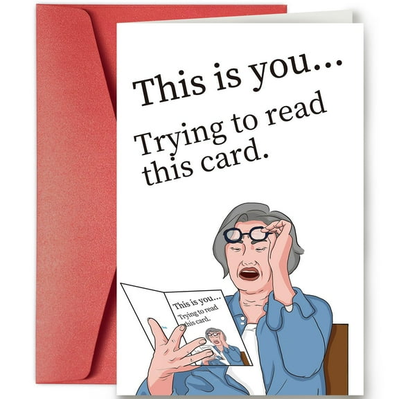 Funny Greeting Card – "This is You Trying to Read This Card" – Humorous Design for Friends and Family – Includes Envelope, Blank Inside – Perfect for Any Occasion