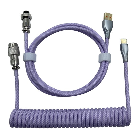 Lksixu Coiled USB C Cable For Gaming Keyboard Double-Sleeved Mechanical Keyboard Cable With Detachable Metal 1.5M USB-C To USB-A Keyboard Line Electronics for Home Office School