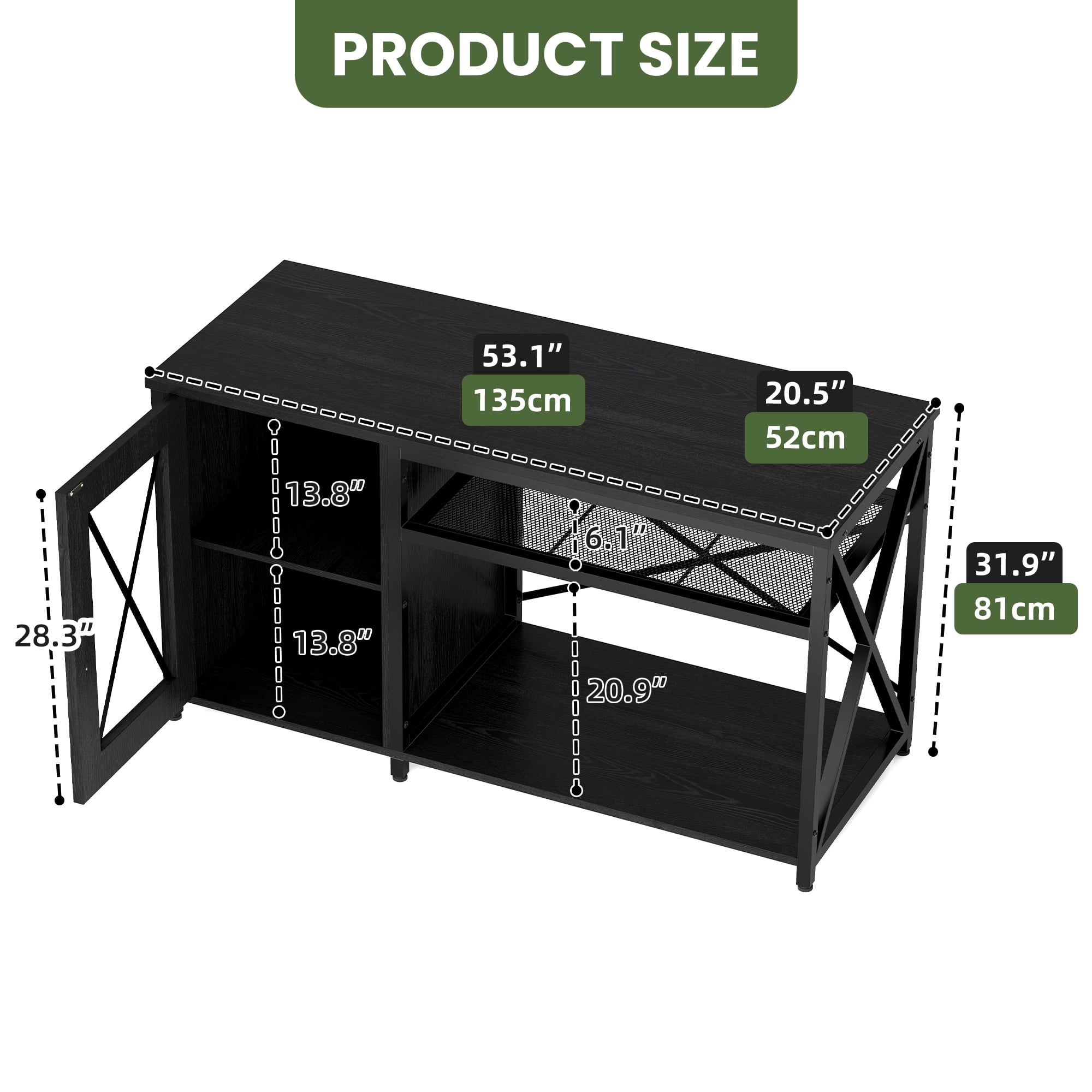 Uforic Heavy Duty Metal Aquarium Stand for 55-75 Gallon Tanks with LED Lights & Power Outlets - Black