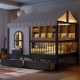 thumbnail image 3 of Harper & Bright Designs House Platform Bed with Bookshelf and LED Strip, Full Size Wood Canopy House Bed with High Fence, Playhouse Tent Platform Bed Frames with Storage Drawers, Gray, 3 of 17