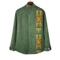 thumbnail image 2 of 2 Pcs Mens Long Sleeve Linen Shirts V Neck Button Up Sweatshirts Big and Tall Casual Pullover Hippie Shirts Green 3XL, 2 of 6