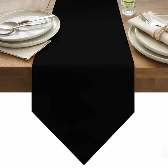 Black Solid Table Runner 36 Inches Long Color Table Runners for Dining Room Tabletop Dresser Scarf Home Party Banquet Wedding Holiday Decoration