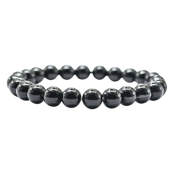 Black Tourmaline Bracelet - 8mm Beaded Stretch Bracelet and Healing Stones