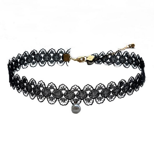 Femmes Dentelle Collier Décoratif Mode Collier Simple Choker avec Fausse Perle