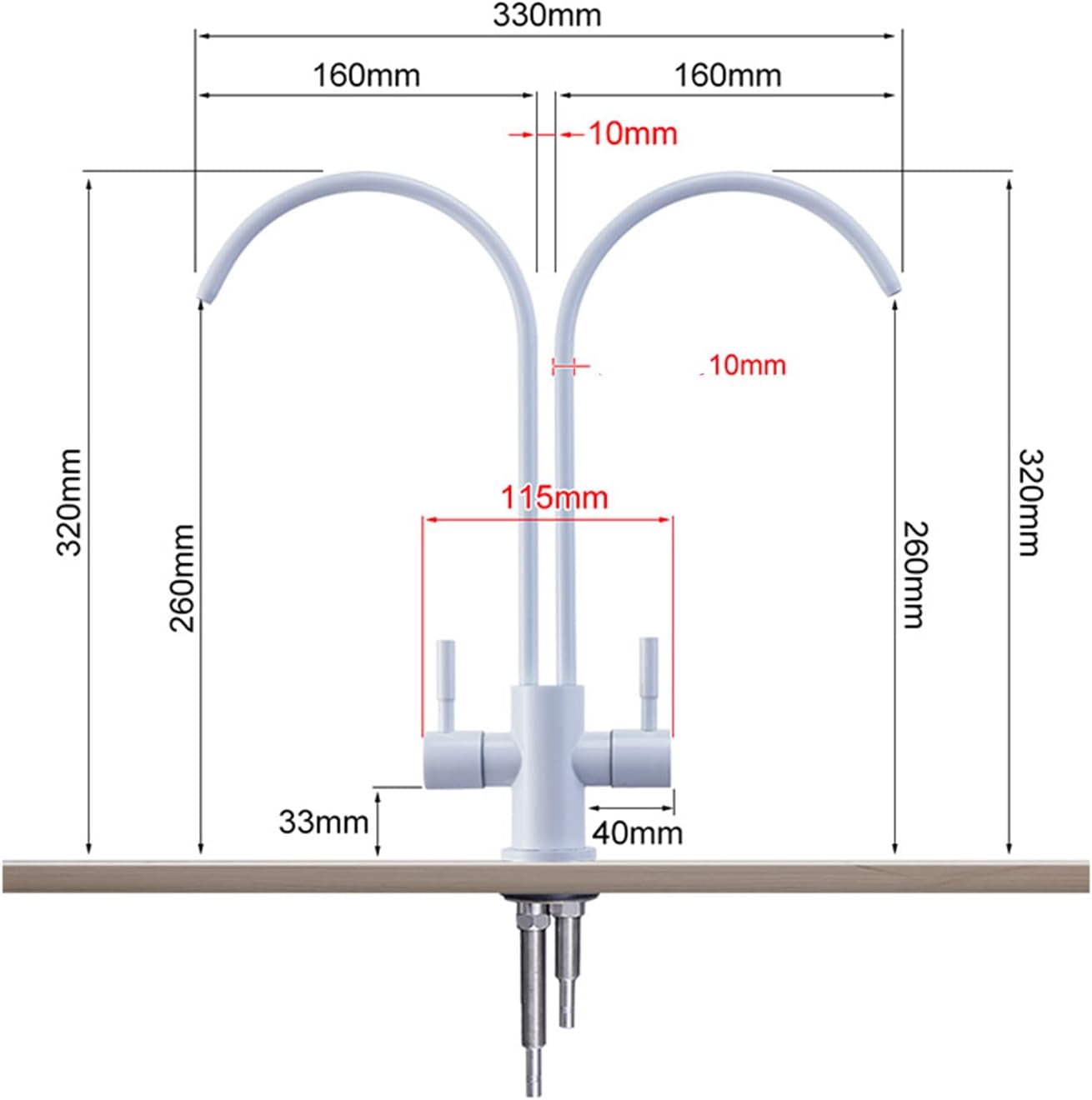 Kitchen Faucet Water Filter White Stainless Steel Swivel Double Tube Double Outlet Water Purifier