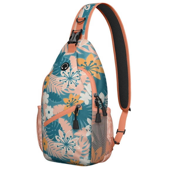 Botanical Palm Leaves Sling Bag - Water-Resistant Crossbody Bag - Travel-Ready for Hiking, Beach, Resort Vacations