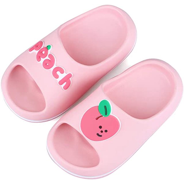 Zapatillas de frutas para niñas y niños, zapatillas de baño para ducha, zapatillas de verano para niños, sandalias para playa, piscina, zapatos de agua (niños/pequeños/grandes), rosa oso de fresa Electrónica