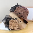 thumbnail image 4 of QASIEATN Women's Everyday Wear Accessories Elegant Flower Decoration Bucket Hat for Pretty Women Fashion Fall Church Cloche Hat Solid Vintage Bowler Hat, 4 of 5