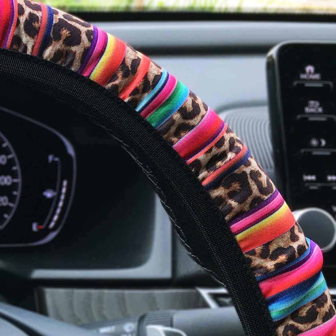 Unique Bargains Car Steering Wheel Cover Protector Non-Slip Leopard Pattern