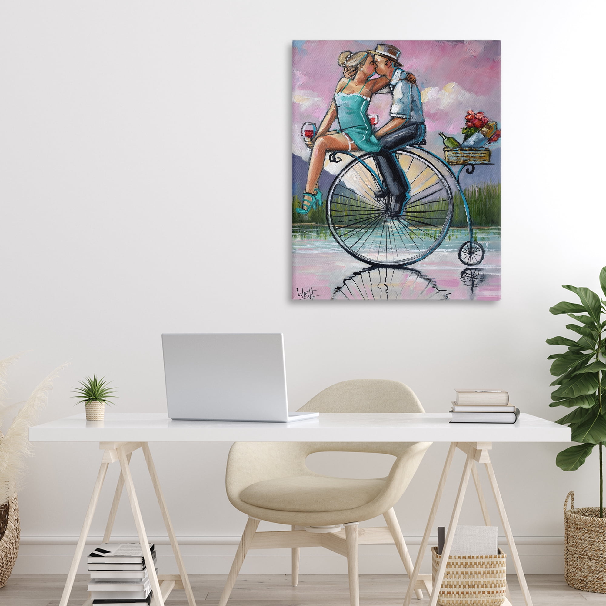 Stupell Industries Romantic Picnic on Bicycle Canvas Wall Art, design by Ronald West