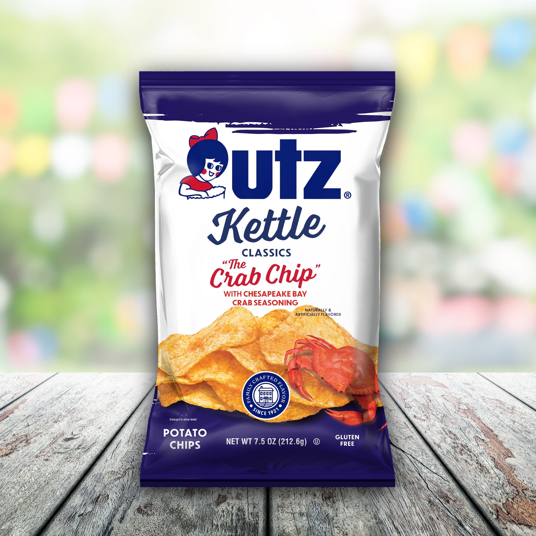 Utz Kettle Classics The Crab Chip Potato Chips, Gluten-Free, 7.5 oz Bag