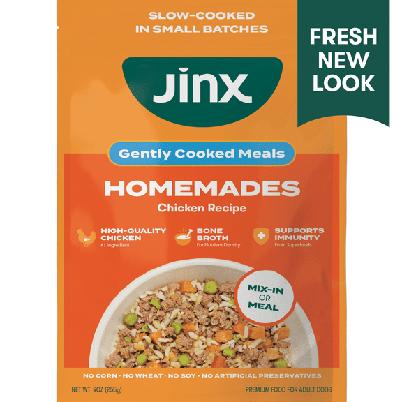 Jinx Homemades Chicken Recipe Wet Natural Dog Food, Whole Grain, 9 oz Pouch