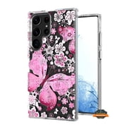 Xpression Phone Case For Samsung Galaxy A26 Hybrid Clear Frame with Trendy Pattern Design, Shockproof Hard Back & TPU Rubber Cover, Pink Butterfly