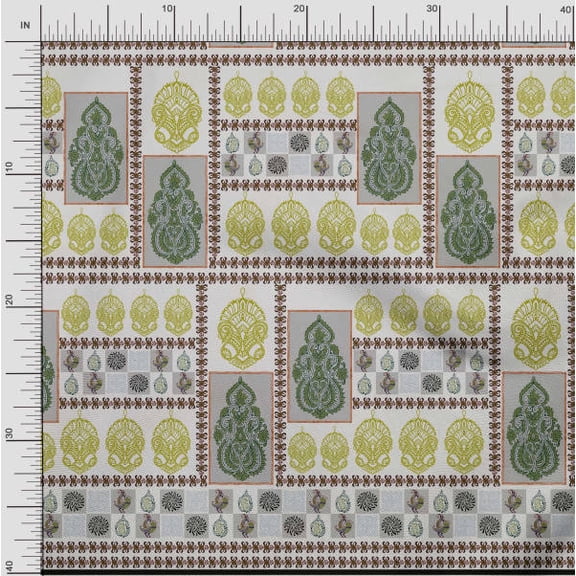 Soimoi Moss Georgette Fabric Block Patchwork Panel Printed Craft Fabric by The Yard 42 Inch Wide