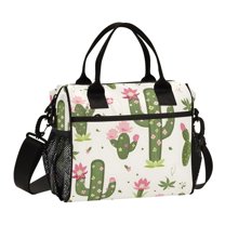Cactus and Pink Flowers Cooler Bag Lunch Bag Soft Cooler Cooling Tote Insulated Lunch Box for Adult Men Women