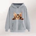 thumbnail image 2 of Chandail à Capuche Graphique Chat Mignon pour Femmes, Confort Décontracté, Robe à Capuche Athlétique avec Fermeture Éclair, Chandails en Molleton et Tuniques Longues pour Dormir, 2 of 4