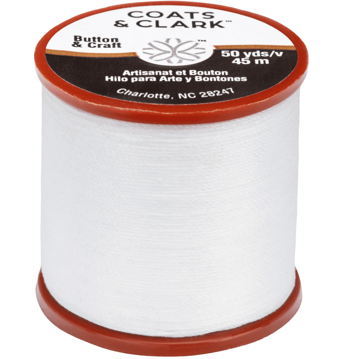 (4 pack) Coats & Clark Dual Duty Plus Button & Craft Thread, 50 yards/45 meters, White.