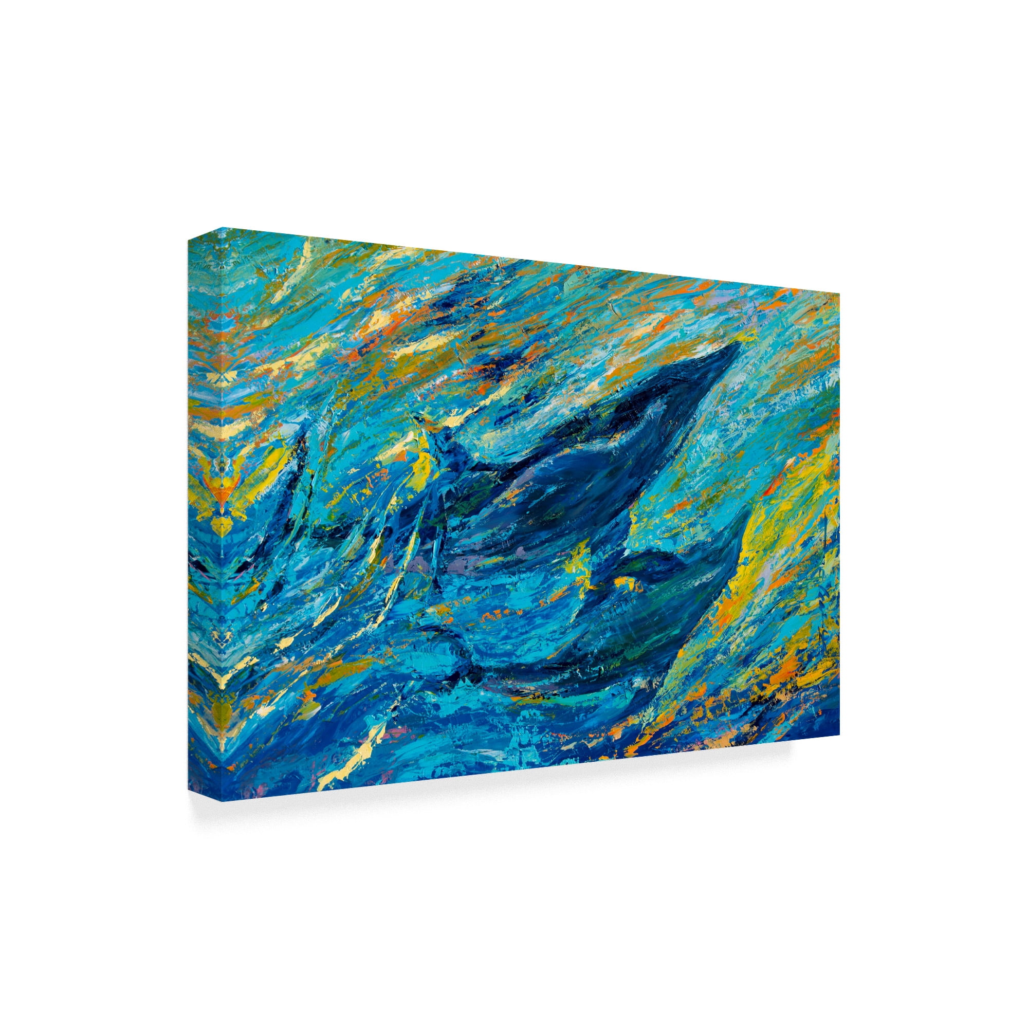 Trademark Fine Art 'Just Off The Reef Spinner Dolphins Mother And Calf' Canvas Art by Lucy P. Mctier